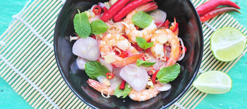 SPICY PRAWN AND FINGER LIME SALAD