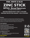 Sun Zapper Zinc Oxide Sun Block - Pink, White & Blue - SPF 50+