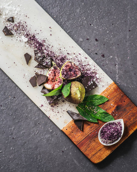 Salted Chocolate Pots with Figs & Pepper Berry