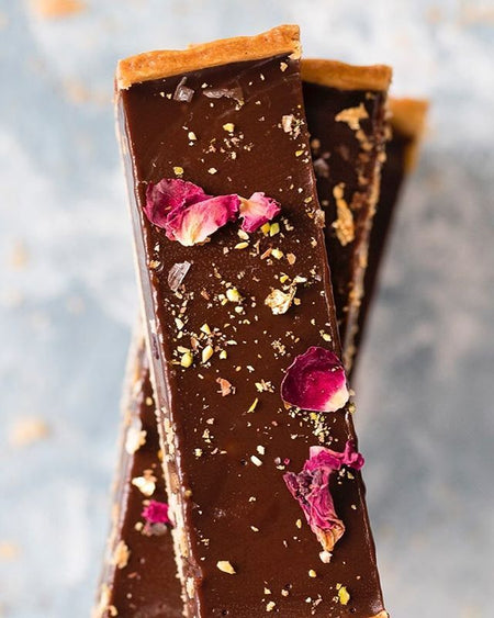 Chocolate Tart with Rose Petals