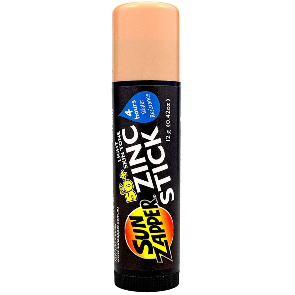 Sun Zapper Zinc Sunscreen Stick SPF 50+ Light Skin Tone 12g