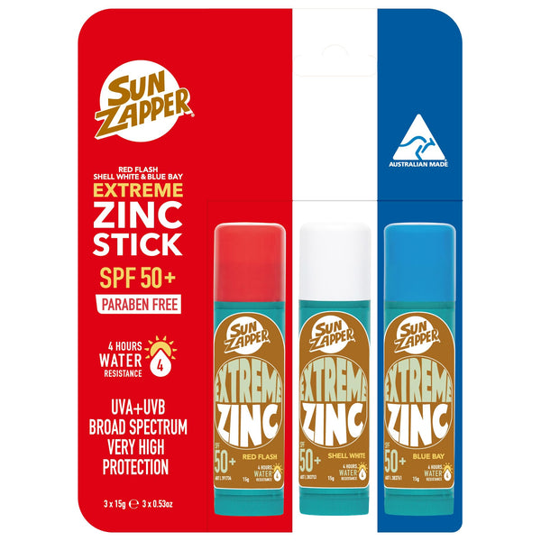 Sun Zapper Extreme Zinc Stick SPF 50+ Red White Blue 3-Pack