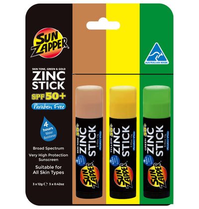 Sun Zapper Zinc Oxide Sun Block - Skin Tone, Green & Gold - SPF 50+