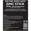 Sun Zapper Zinc Oxide Sun Block - Skin Tone, Green & Gold - SPF 50+