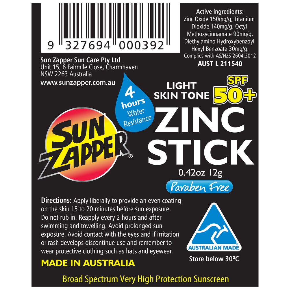 Sun Zapper Skin Tone Zinc Stick SPF 50+ by Sun Zapper